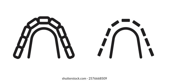 Lingual braces icons in outline and stroke versions