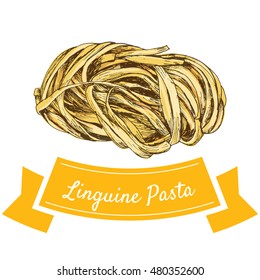Linguine pasta colorful illustration. Vector illustration of Linguine pasta.