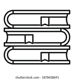 Icono de pila de libros lingüista. Esquema del icono vectorial de pila de libros lingüísticos para diseño web aislado en fondo blanco