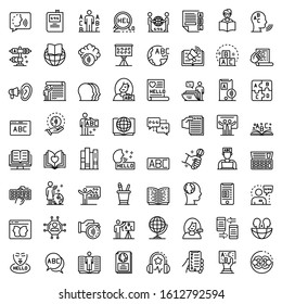 Linguist icons set. Outline set of Linguist vector icons for web design isolated on white background