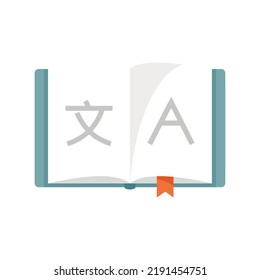 Linguist open book icon. Flat illustration of linguist open book vector icon isolated on white background