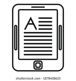 Linguist tablet icon. Outline linguist tablet vector icon for web design isolated on white background