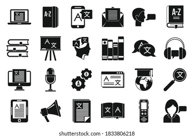 Linguist translate icons set. Simple set of linguist translate vector icons for web design on white background