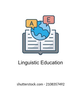 Linguistic Education vector Filled Outline Icon Design illustration. Educational Technology Symbol on White background EPS 10 File