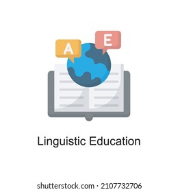 Linguistischer Bildungsvektor Flaches Icon Design Illustration. Symbol für Bildungstechnologie auf weißem Hintergrund EPS10-Datei