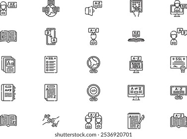 Linguistics icons collection is a vector illustration with editable stroke.