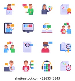 Linguistics and Interpretation Flat Icons 


