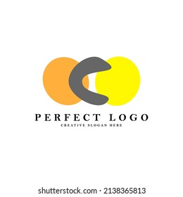 Lining up curvy and circle shapes vector logo isolated on white background. Logo for artistic product, brand, organization, and company.