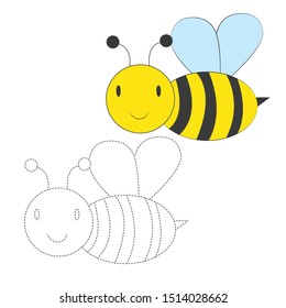 lining dots outline drawing vector bee illustration cartoon isolated background 