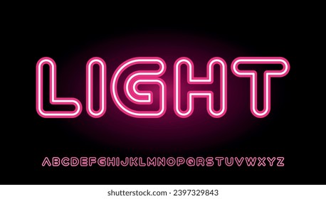 diseño de la letra mayúscula de la tipografía de la luz del neón