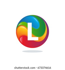 L-initial 3D Modern Ball Logo template designs vector illustration