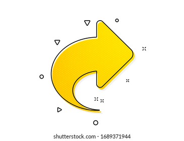 Símbolo de eje lateral de enlace. Icono de flecha para compartir. Signo de comunicación. Patrón de círculos amarillos. Icono de recurso compartido clásico. Elementos geométricos. Vector