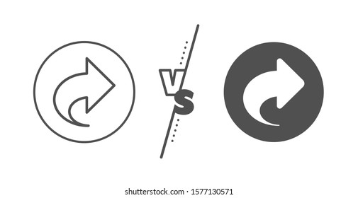 Link Arrowhead symbol. Versus concept. Share arrow line icon. Communication sign. Line vs classic share icon. Vector