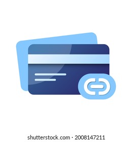 Link To Bank Account, Connect To Debit Card Concept Illustration Flat Design Vector Eps10. Simple, Modern, Trendy Style For Infographic, Empty State Ui, Icon With Gradient