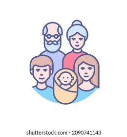 Link between generations - modern colored line design style icon