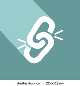 Link break or broken connection. Flat icon with long shadow.