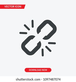 Link break icon broken connection freedom concept broken chain link icon disconnect break free