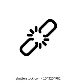 Link break icon. Broken connection. Freedom concept, Broken chain link icon. Disconnect. Break free. Web link icon. Logo, Design, Flat, UI, Web