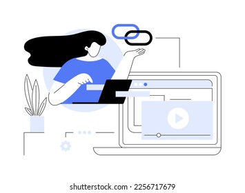 Link building abstract concept vector illustration. SEO strategies, search engine visibility optimization, content marketing, embedding refferal link URL, page rank algorithm abstract metaphor.