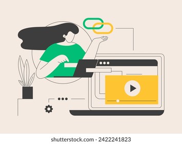 Link building abstract concept vector illustration. SEO strategies, search engine visibility optimization, content marketing, embedding referral link URL, page rank algorithm abstract metaphor.