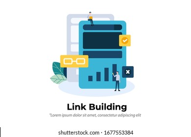 Link building. backlink. SEO concept illustration concept for web landing page template, banner, and presentation