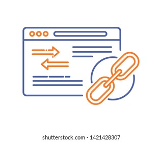 Link building color line icon. Digital marketing sign. Connect Link vector pictogram. SEO optimization. Button for web page, mobile app, promo. UI/UX/GUI design element. Editable stroke.