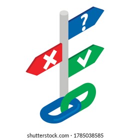 Link Building Symbol. Isometrische Illustration von Link Building Vektorsymbol für Web
