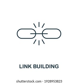 Ilustración vectorial de icono de creación de vínculos. Signo creativo de la colección de iconos de seo y desarrollo. Icono de creación de enlace plano relleno para ordenador y móvil. Símbolo, gráfico vectorial de logotipo.