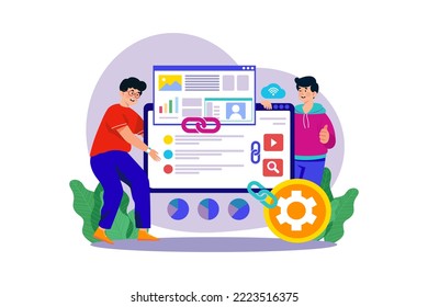 Link Building Illustration concept on white background