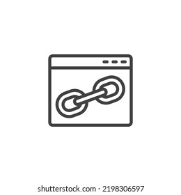 Icono de línea de creación de vínculos. signo de estilo lineal para concepto móvil y diseño web. Icono de vector de contorno de página de hipervínculos. Símbolo, ilustración del logotipo. Gráficos vectoriales