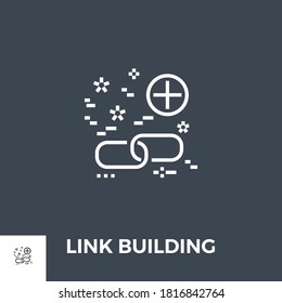 Link Building Related Vector Thin Line Icon. Isolated on Black Background. Vector Illustration.