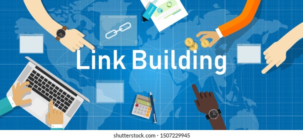 Link building. Search engine optimization create back-link between website page