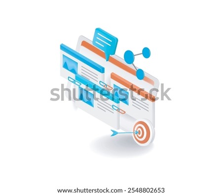 Link building SEO strategy concept 3d isometric style illustration