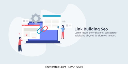 Link building SEO, Website Link building, SEO marketing, Link popularity - conceptual vector illustration with icons