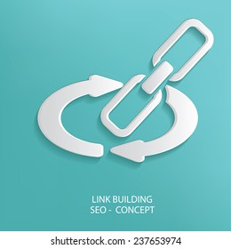 Link building symbol on blue background,clean vector