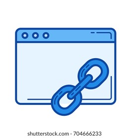 Link building vector line icon isolated on white background. Link building line icon for infographic, website or app. Blue icon designed on a grid system.