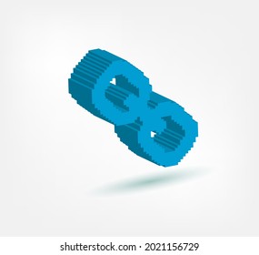 link chain connection pixel symbol sign vector logo isolated 3d