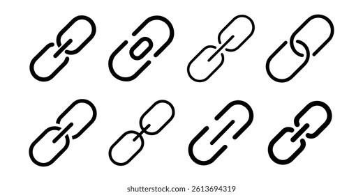 link , chain, connection, web, internet line icon set. vector on white background.	