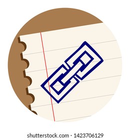 Link Chain Free Hand Icon on a Notebook Sheet