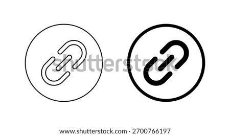 Link chain icon in circular outline. Connection and hyperlink symbol. Attachment or URL sign