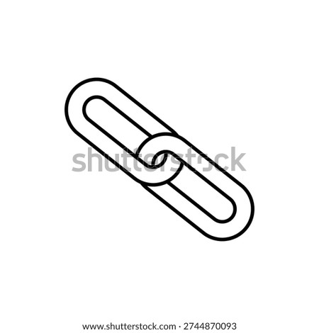 Link chain icon outline in black, connection symbol illustration isolated on white background, minimal design element for network, security, partnership, and hyperlink concepts.