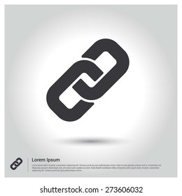 Link Chain Icon, pictogram icon on gray background. Flat design style
