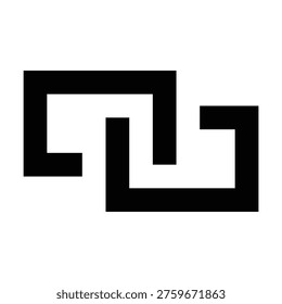 Link chain icon in sharp bold line style for content links, references, or connections. Ideal for apps, websites, and UIs involving network tools, hyperlinking, or media associations.