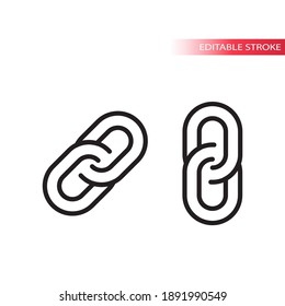 Link Chain Thin Line Vector Icon. Web Outline Symbol, Editable Stroke.