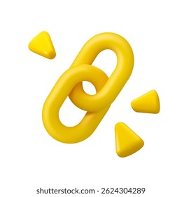 Ícone 3d do vetor de cadeia de link. Cartoon abstrato hiperlink conceito. Símbolo de segurança de rede da Web isolado no plano de fundo branco. Elemento de design de força ou anexo de objeto