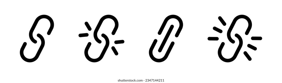 Link chain vector icons. URL website link. Link vector icons. Internet URL or webpage link icons set. EPS 10