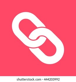 Link Or Chain white icon on magenta color background. Eps-10.