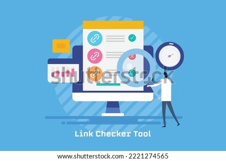 Link checker tool, Checking Business people using link checker for broken and spam links - flat design vector illustration background Stock photo © 
