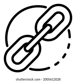 Link in a circle icon. Outline link in a circle vector icon for web design isolated on white background