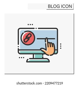 Link color icon. Hyperlink chain. Blogging and broadcasting. Content Management. Seo optimization Link building. Social media sharing. Isolated vector illustration